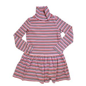 Hanna Andersson Long Sleeve Turtleneck Dress Size 10 Multicolor Red Pink Striped